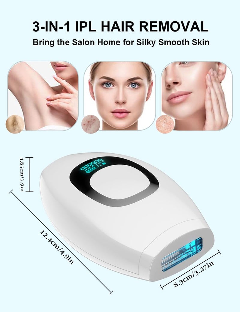 IIDEA IPL Hair Removal,Laser Hair Removal At-Home for Women Men, 999,999 Flashes Permanent Hair Removal Device on Facial Legs Arms Bikini Line, White - Image 3